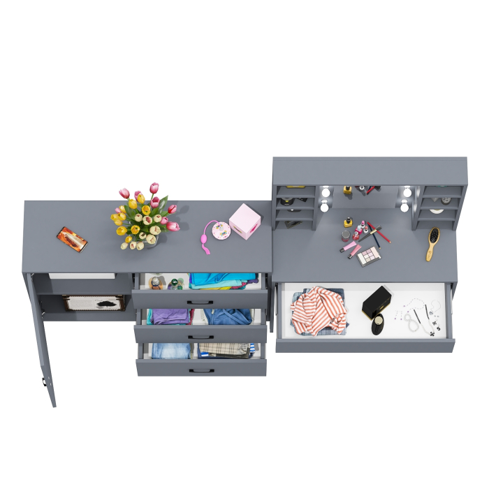 Туалетные столики, Туалетный столик с подсветкой 115 и комод с дверкой и 3-мя ящиками 122-1204