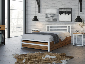 Полутороспальная кровать Титан 120 ящики дуб крафт табак