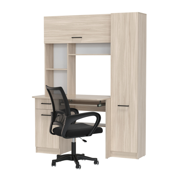 Прямые компьютерные столы, Комплект из компьютерного кресла и компьютерного стола Aльфа кресло чёрное