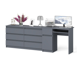 Комод 6-ть ящиков Мори 1380 и стол компьютерный МС-1 дверка и ящик слева