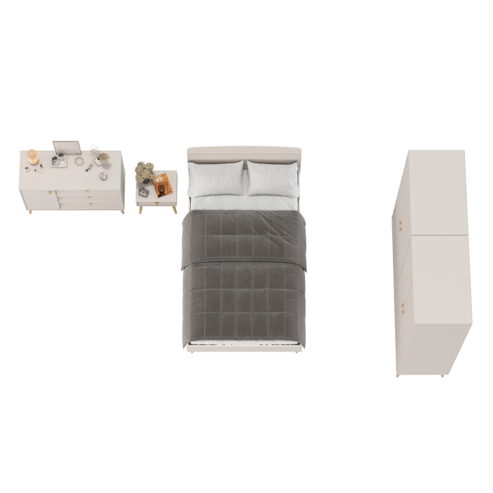 Спальные гарнитуры, Шкафы двухдверные с кроватью 1200 Афина с тумбочкой на ножках и комодом