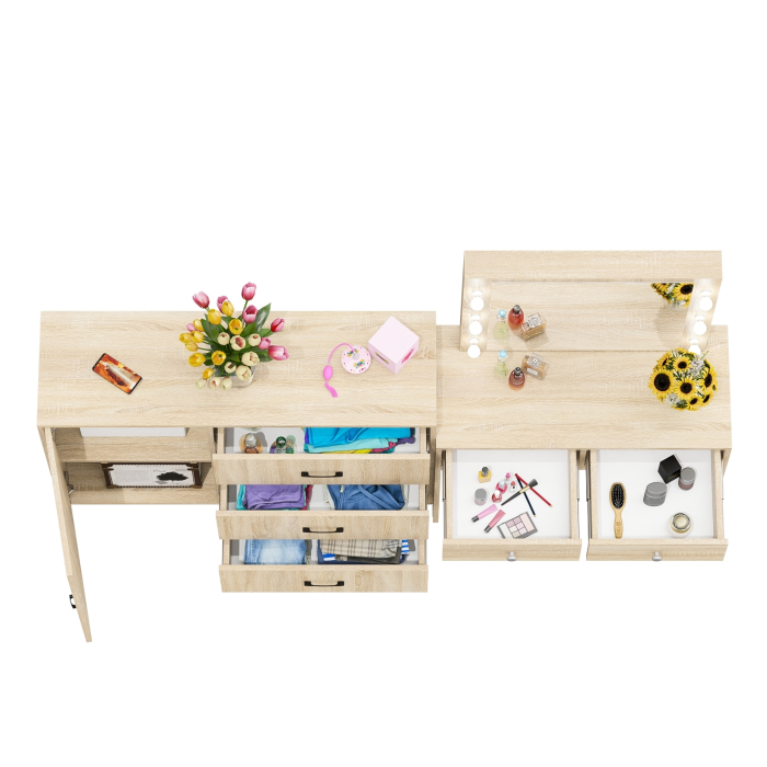 Туалетные столики, Стол туалетный для спальни с лампочками СТ-5 и тумба-комод 122-1204