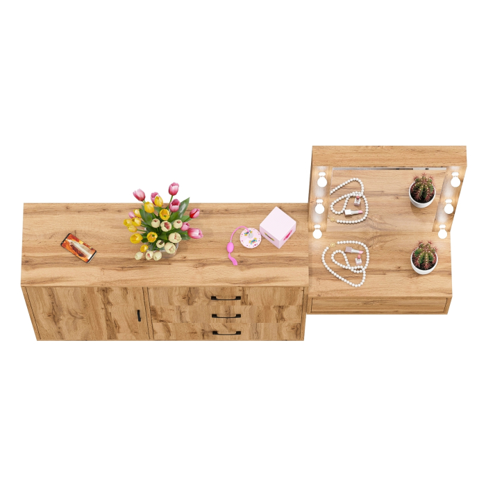 Туалетные столики, Комод с дверками и ящиками 122-1204 и косметический столик навесной с подсветкой