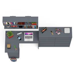 Стол угловой компьютерный Мори МС-16 левый с комодом на 10-ть ящиков и полкой на 1200