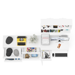 Большой комод на 6-ть ящиков Мори с компьютерным столом МС-1 левый и полка открытая на 900