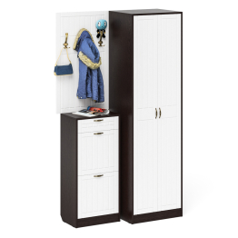 Вешалка с крючками с обувницей с ящиком и шкаф П-6 № 18 МДФ фрезеровка прованс