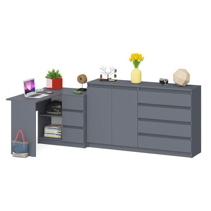 Компьютерные столы, Стол угловой компьютерный МС-16 правый с комодом-тумбой МК-1600 Мори