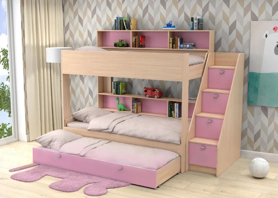 Для детей от 3 лет, Трехъярусная кровать Golden kids 10.1