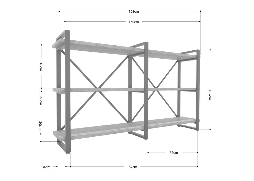 Стеллажи, Стеллаж Айсберг Лофт 160х102-3 белый