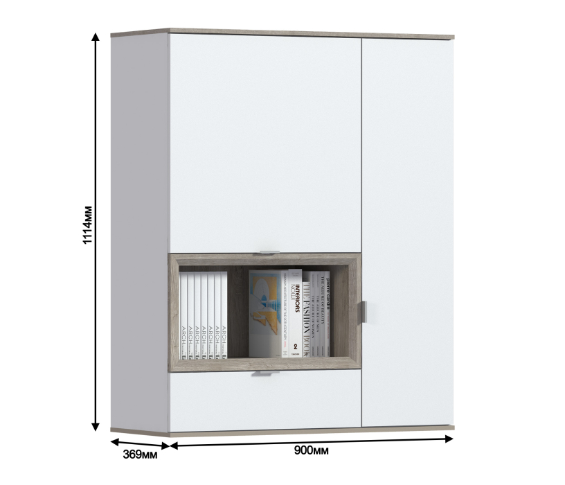 Настенные полки, Комод NAGOS СБ-3033 Белый Бриллиант,Дуб Риббек/Белый Бриллиант