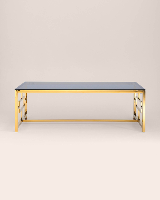 Журнальные столики, Журнальный стол БРУКЛИН 120х60 (Стекло smoke/Сталь золото)