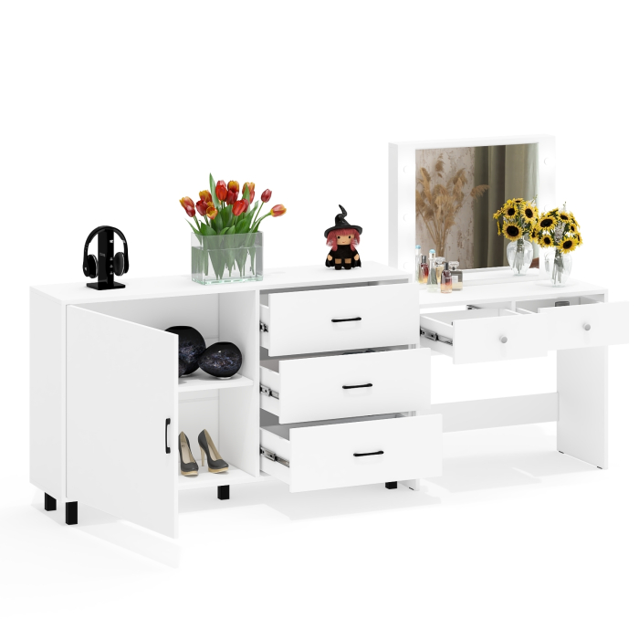 Туалетные столики, Косметический столик с лампочками СТ-5 и комод-тумба 122-1504