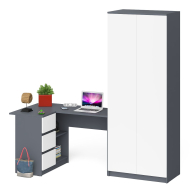Компьютерные столы, Шкаф двухдверный Мори МШ800 и угловой компьютерный стол МС-16 3 ящика слева