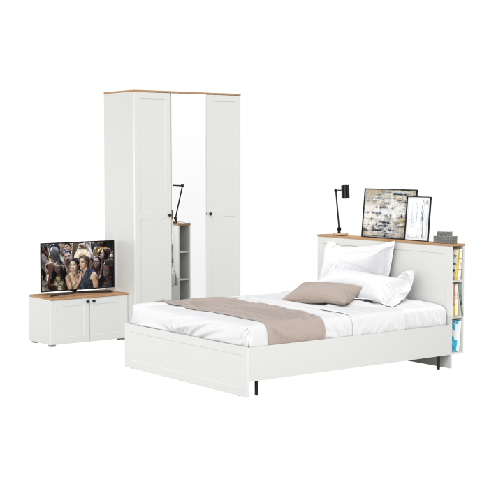 Спальные гарнитуры, Спальня из кровати 1600 с ортопедом и шкафа для одежды Остин 13.336.03 и тумбы две дверки