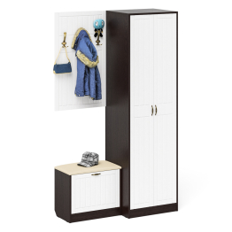 Шкаф в прихожую с обувницей с сиденьем и вешалкой П-6 № 12 МДФ фрезеровка прованс