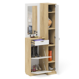 Пенал для прихожей П-6-500 и высокая обувница с зеркалом фрезеровка прованс