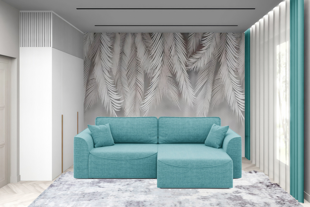 Диваны угловые в гостиную, Диван-кровать угловой Рафаэль еврокнижка НПБ, рогожка