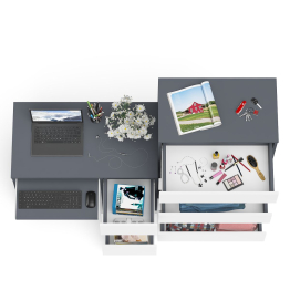 Высокий комод Мори на 700 5 ящиков и компьютерный стол Мори МС-6 тумба справа