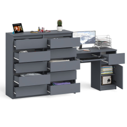 Комод большой МК1200 10-ть ящиков Мори и стол компьютерный МС-1 правый