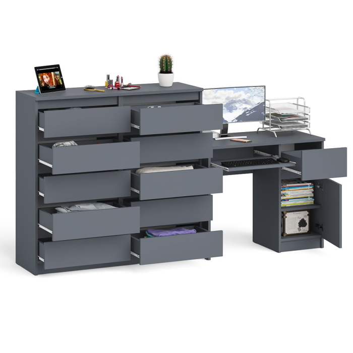 Компьютерные столы, Комод большой МК1200 10-ть ящиков Мори и стол компьютерный МС-1 правый