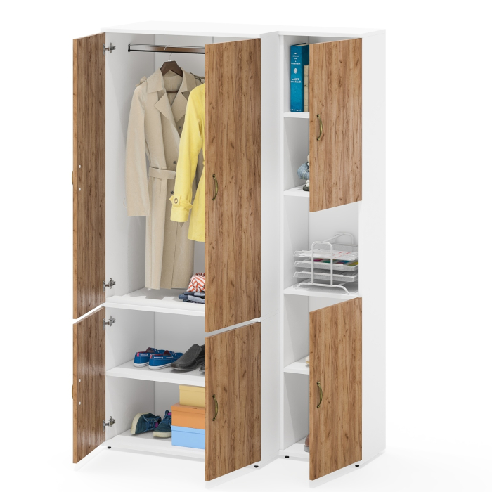 Шкафы распашные, Шкаф для одежды глубокий и пенал две дверки и ниша Лидер-8