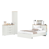 Спальные гарнитуры, Двуспальная кровать с ортопедическим основанием Остин и шкаф-пенал 13.227 с комодом 16.221