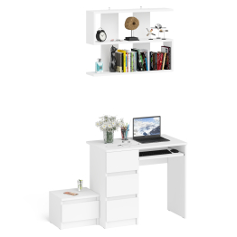 Стол компьютерный три ящика МС-6 левый с тумбочкой ТМП400 и навесной полкой 900 Мори