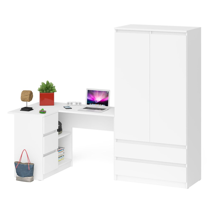 Компьютерные столы, Угловой однотумбовый стол компьютерный левый Мори и шкаф-комод Мори 900