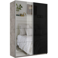 Шкафы-купе 2-х дверные, Шкаф-купе Прайм 2х дверный Зеркало/Стекло черное 120х57х230