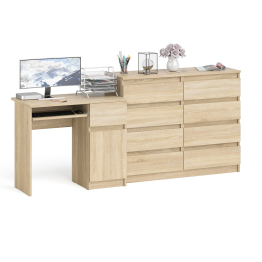 Комод 8-мь ящиков Мори МК1200 и правый компьютерный стол Мори МС-1