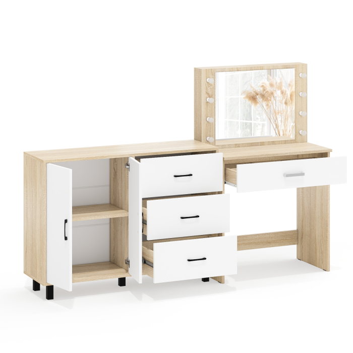 С зеркалом, Столик туалетный с подсветкой СТ-4 и комод-тумба с ящиками 123-1204