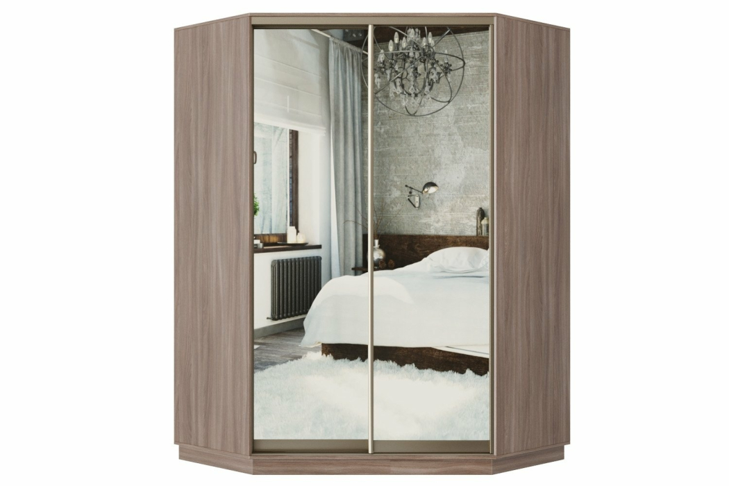 Угловые шкафы, Угловой шкаф-купе Премьер 71 Ясень шимо темный