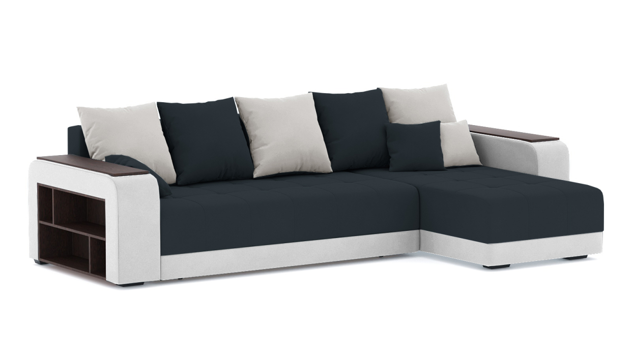 Диваны угловые в гостиную, Диван-кровать угловой Дубай еврокнижка, велюр +кож.зам