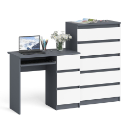 Высокий комод Мори на 700 5 ящиков и компьютерный стол Мори МС-6 тумба справа
