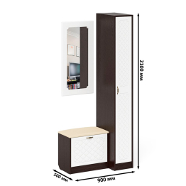 Обувница с сиденьем и зеркалом и пенал П-6-500 фрезеровка ромб