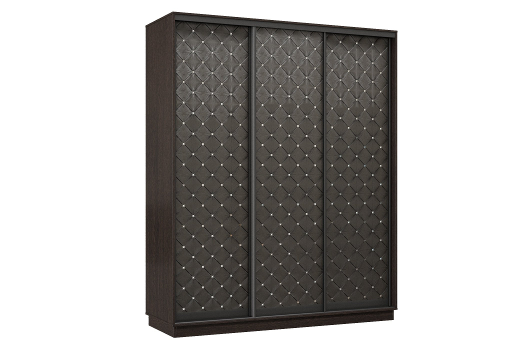 Шкафы-купе 3-х дверные, Шкаф-купе Премьер 21 (01РЧ;01РЧ;01РЧ) фасады ромб чёрный/трёхдверный/Профиль чёрный муар