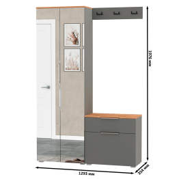 Шкаф две двери с зеркалами с обувницой и вешалкой для одежды Октава