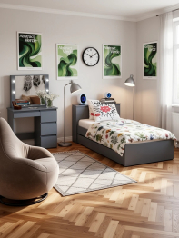 Кровать с ящиками Ксения 900 и столик косметический с подсветкой Сура