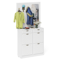 Прихожие, Две тумбы для обуви с ящиками с вешалкой и зеркалом П-6 № 05 МДФ фрезеровка ромб