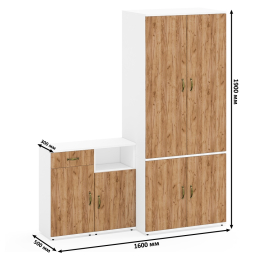 Платяной глубокий шкаф Лидер-8 19Б и две тумбочки 3.15 и 3.19