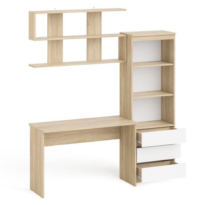Прямые компьютерные столы, Стеллаж-комод Мори с письменным столом на 1200 и навесной полкой на 1200