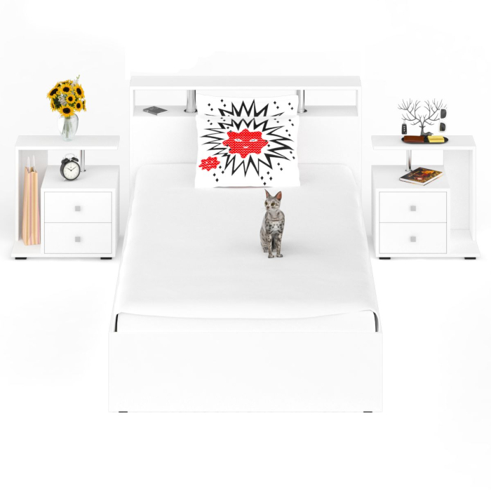 Спальные гарнитуры, Кровать Камелия 1200 с двумя прикроватными тумбами