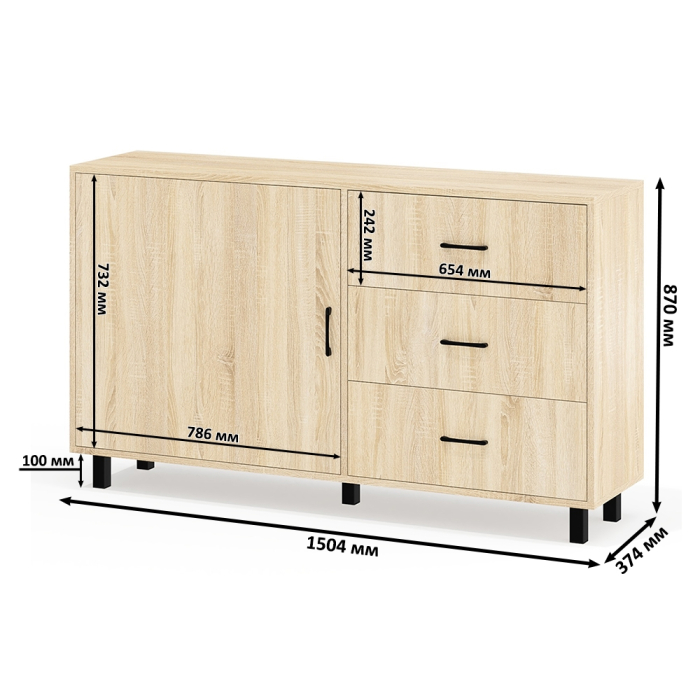 Туалетные столики, Стол косметический навесной с подсветкой и комод 122-1504