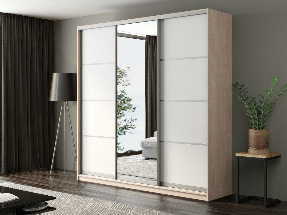 Шкафы-купе, Шкаф-купе Айсберг 230 ШАМОНИ СВЕТЛЫЙ (белый/зеркало)