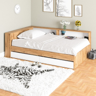 Кровати 120 см, Ксения 1200 кровать с ящиками, ящиком для белья и прикроватным блоком для вещей