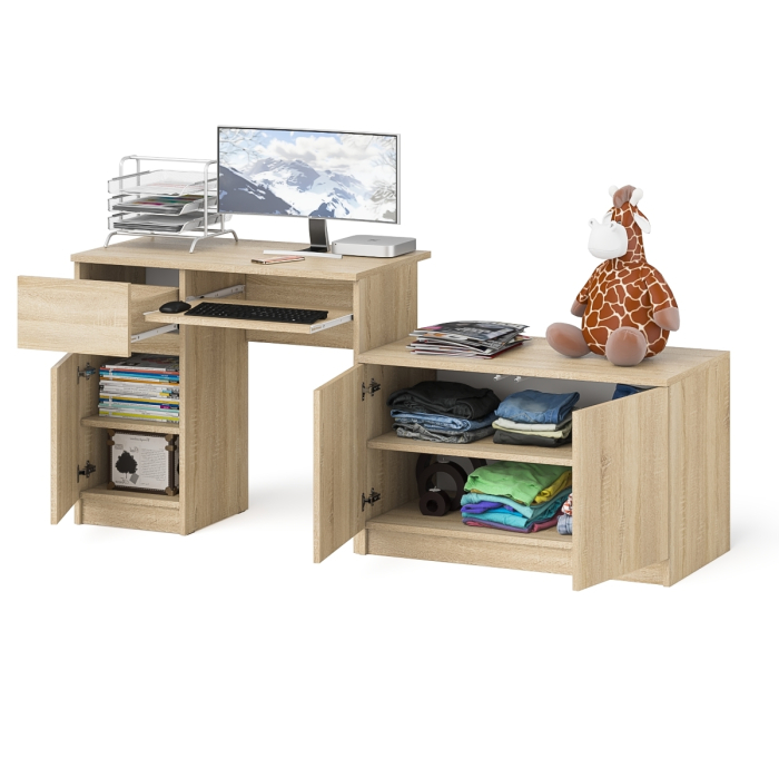 Прямые компьютерные столы, Компьютерный стол ящик и дверка Мори МС-1 левый с широкой тумбой 900