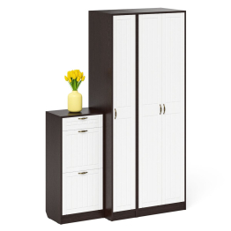 Тумба для обуви две секции в прихожую П-6-500 с пеналом и шкафом фрезеровка прованс