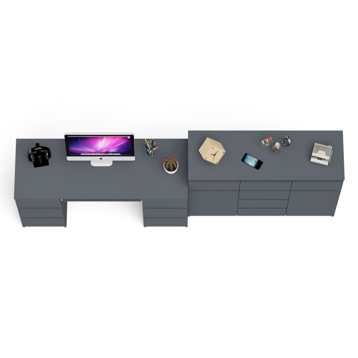 Компьютерные столы, Двухтумбовый стол компьютерный МС-2 с ящиками и тумба-комод МК1200.4 Мори