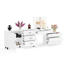 Стол-трансформер косметический с подсветкой 110 и комод-тумба три ящика 122-1504