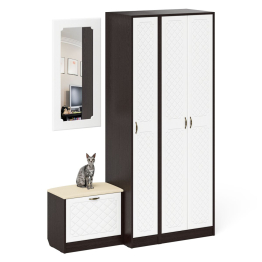 Шкаф с пеналом-500 и обувницей с сиденьем П-6 фрезеровка ромб